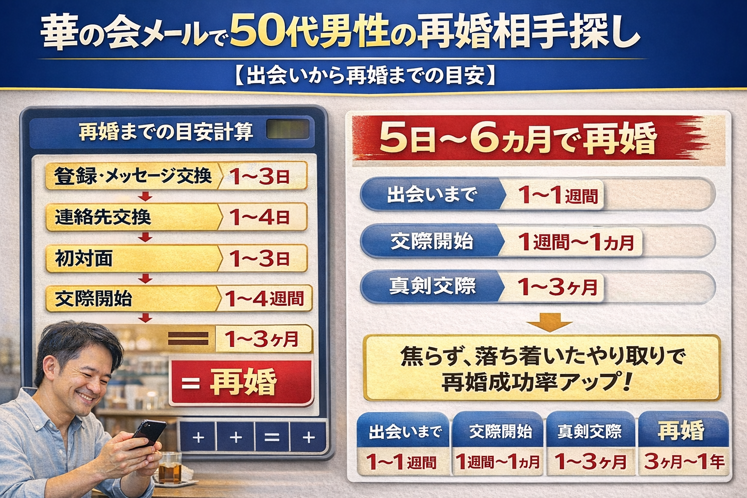 華の会メールで50代男性の再婚相手探し